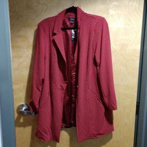 Torrid Red/maroon longline crep blazer